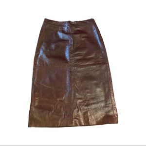 Genuine leather pencil skirt